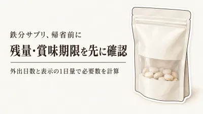 鉄分サプリの残量・賞味期限を年末年始前に確認｜袋入り・ボトル入りの留守中の保存